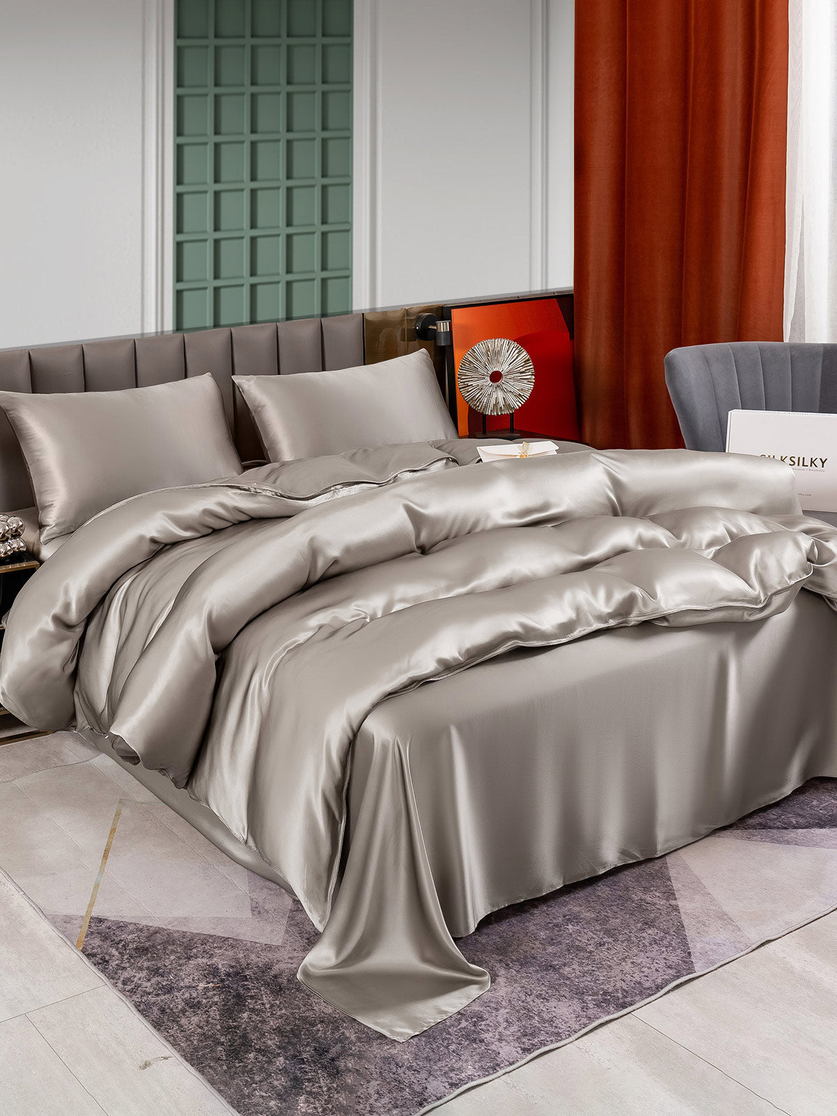 [Harmaa] SilkSilky-FI 25Momme Bedding Set 003