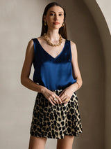 [Tummansininen] SilkSilky-FI Sleeveless V Neck Camisole Top 001