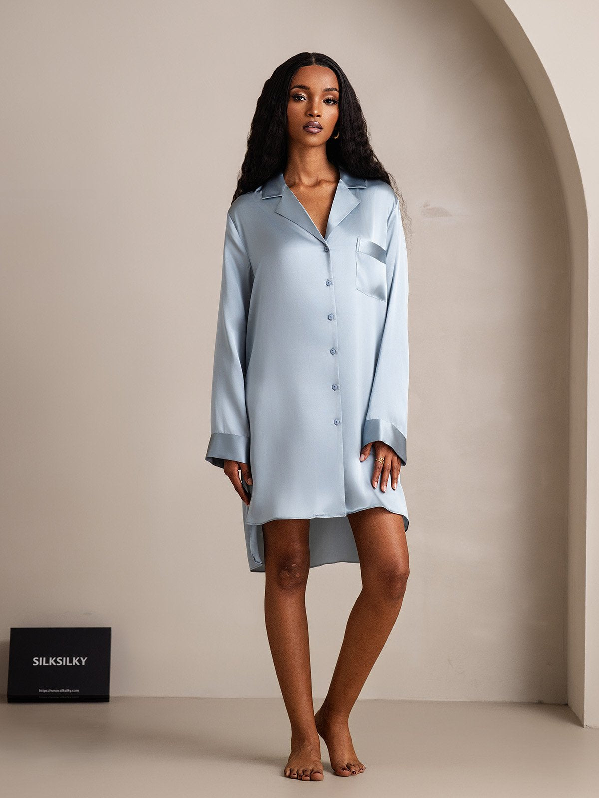 [Harmaansininen] SilkSilky-FI Nightgown 005