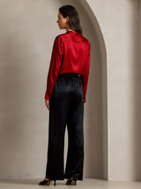 [Punainen] SilkSilky-FI Long Sleeve Lapel Collar Naisten paita 002