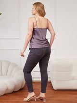 [Purppuranharmaa] SilkSilky-FI Spagettihihna V Pääntie Plus-koon Camisole Top 002