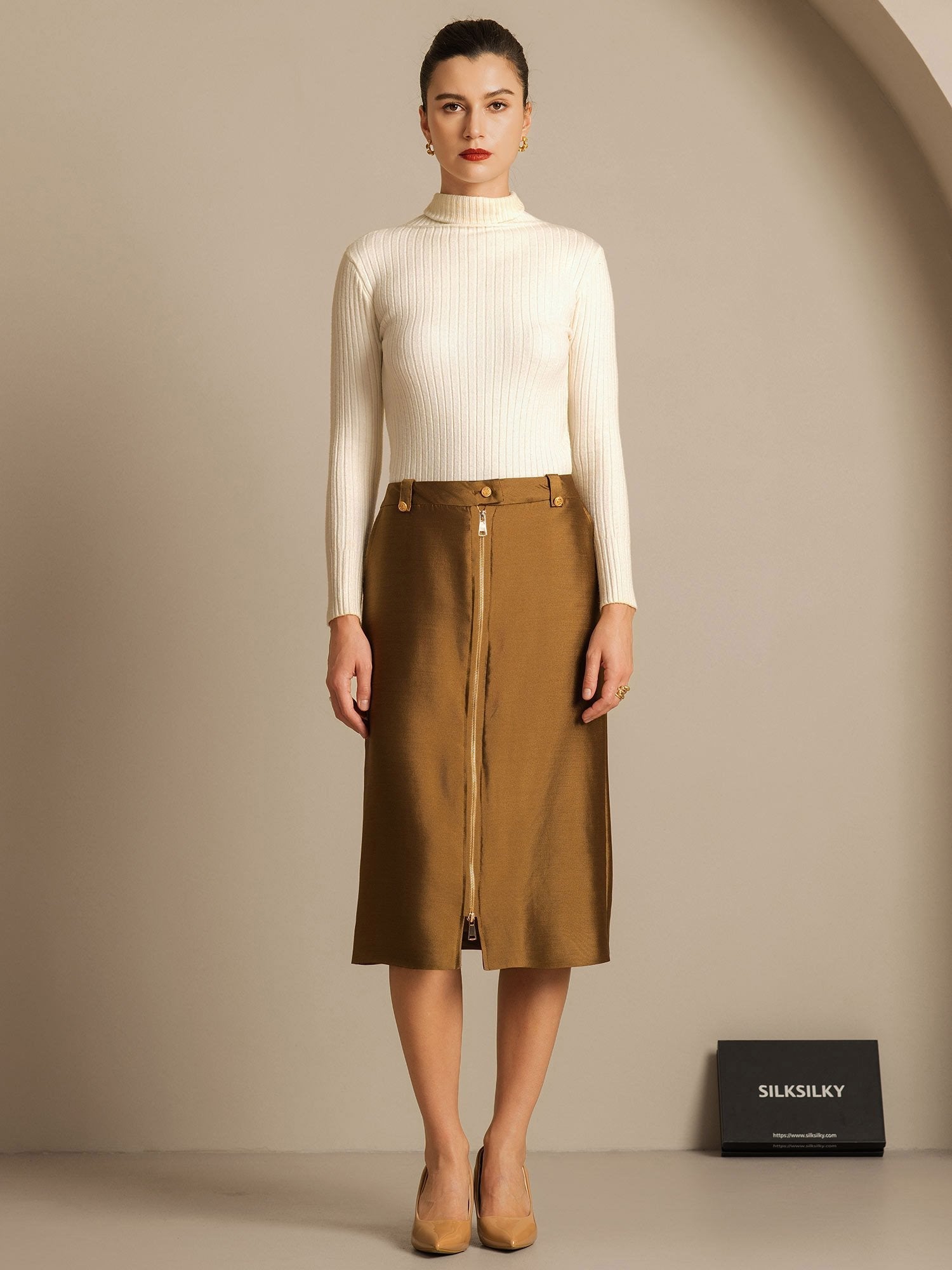 [Pronssi] SilkSilky-FI 32Momme Silk-Wool Blend Skirt 006,