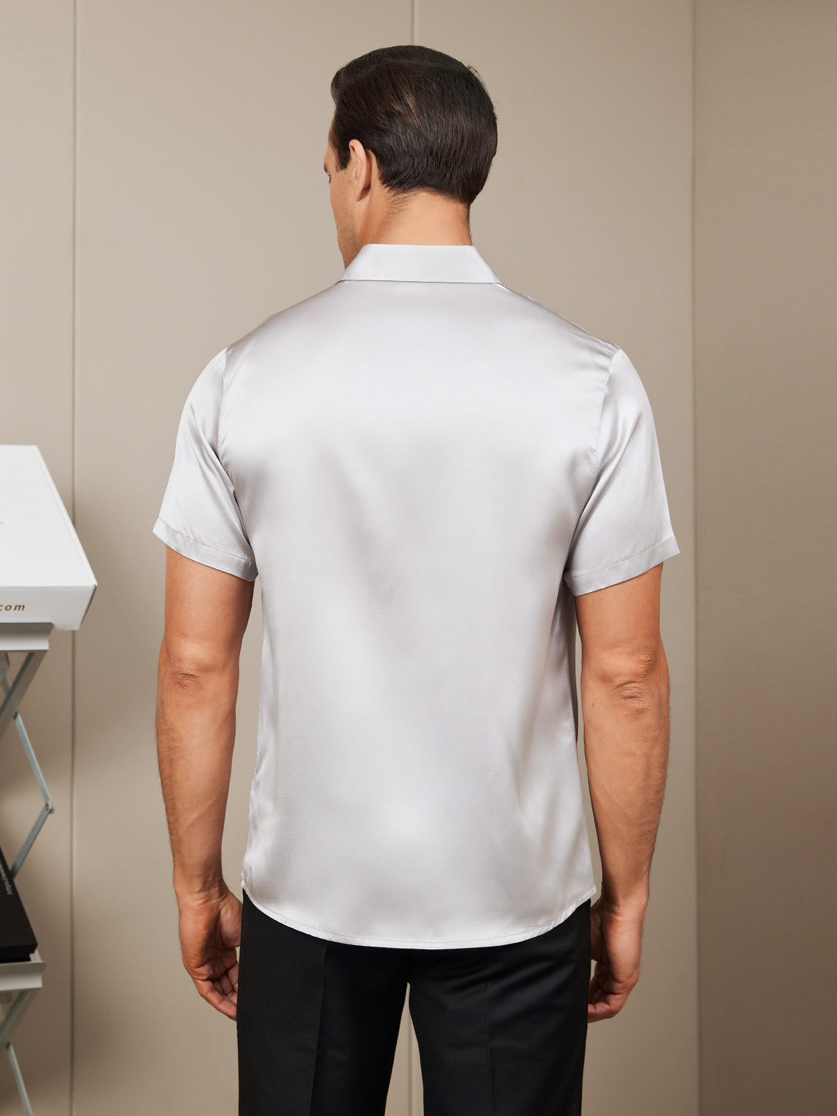 [Hopea] SilkSilky-FI Silk Short Sleeve Collar Miesten Paita 002