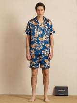 [Navy Lohikäärme] SilkSilky-FI Short Sleeve Notkokaulus Miesten Pyjamat 003