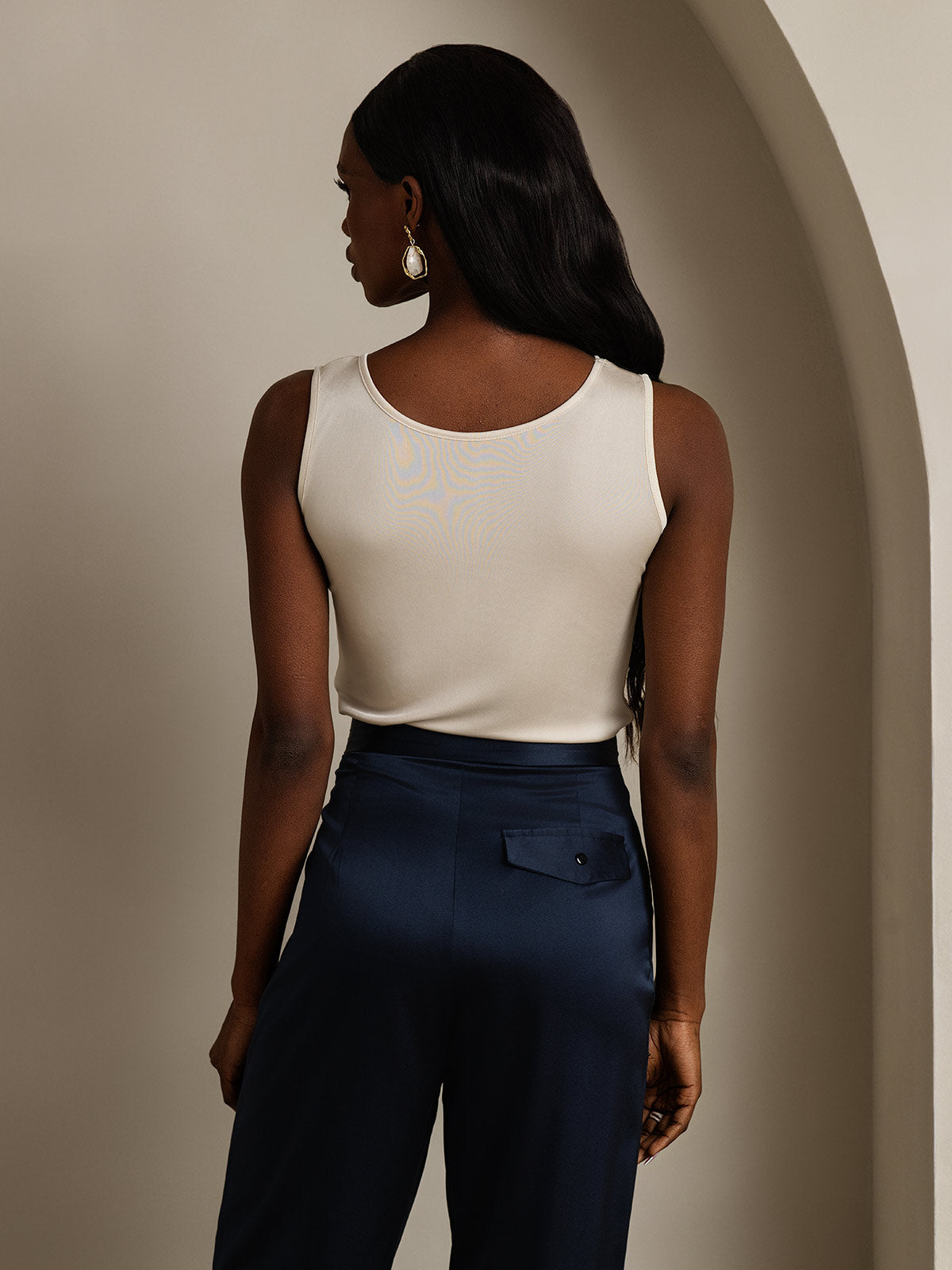 [Beige] SilkSilky-FI Womens T-Shirt 002