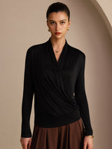 [Musta] SilkSilky-FI Long Sleeve Wrap Naisten Puserot 001