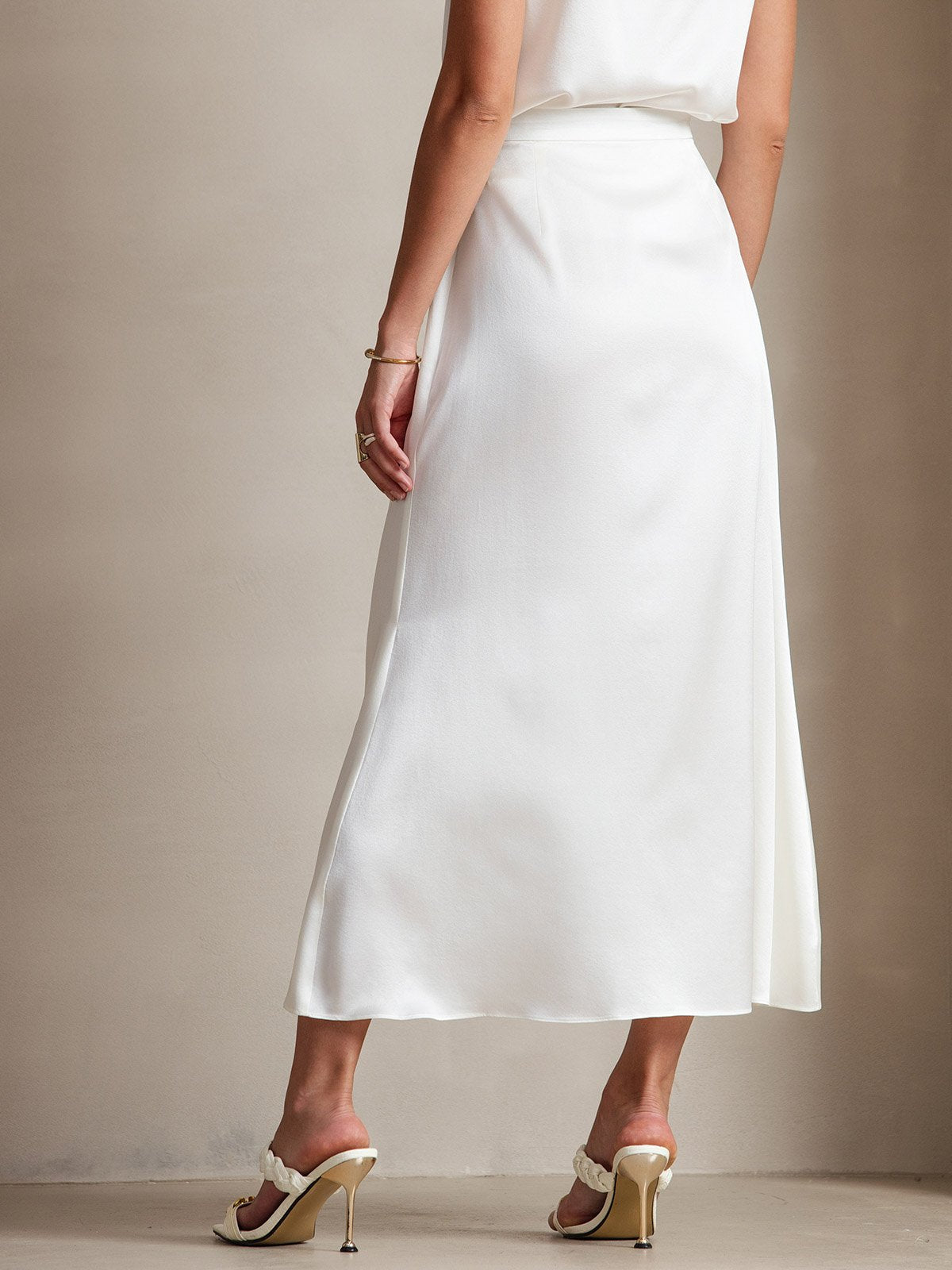 [Valkoinen] SilkSilky-FI 19Momme Silk Skirt 002