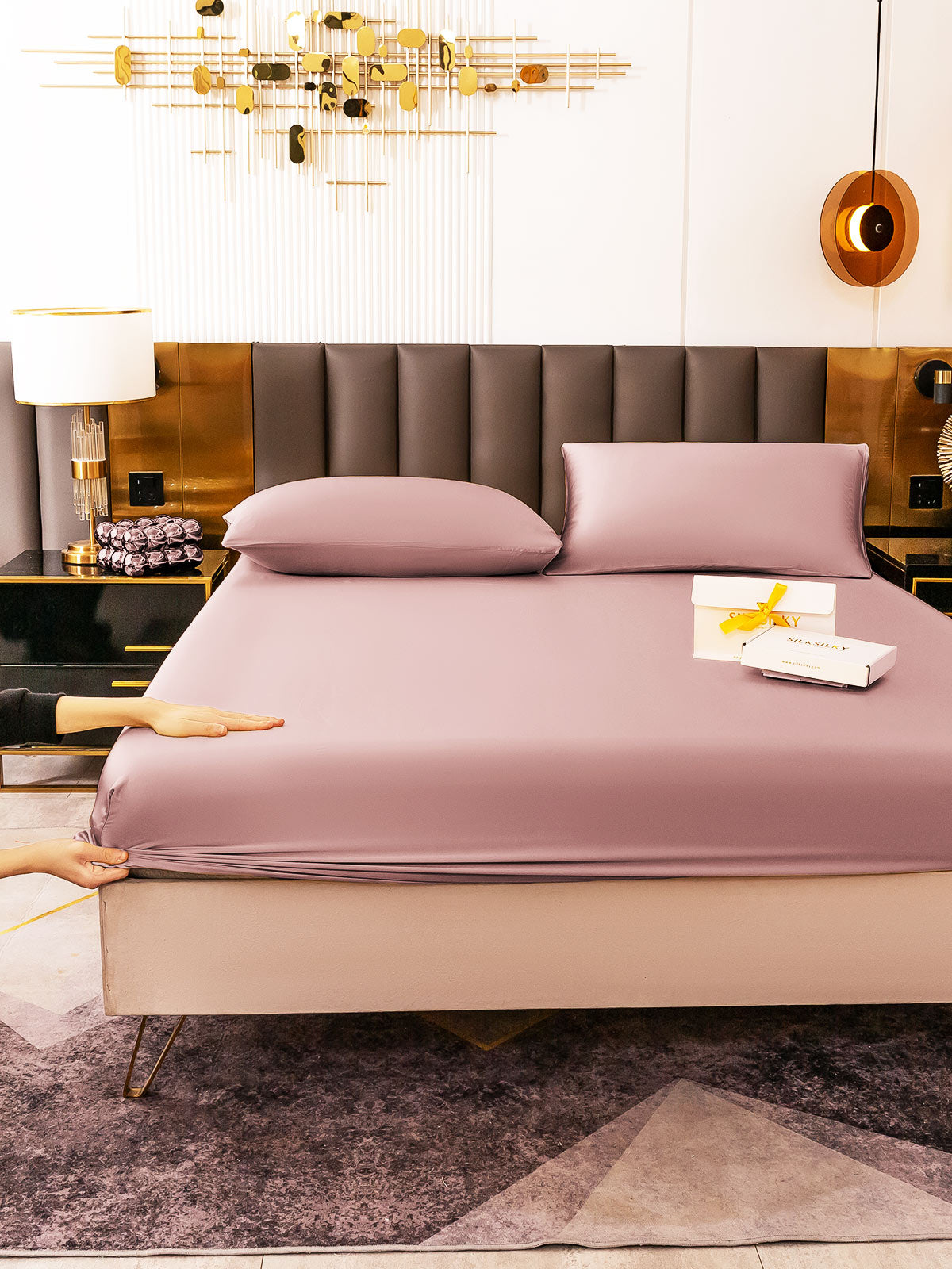 [Vaalean Mauve] SilkSilky-FI 19Momme Bedding Set 006