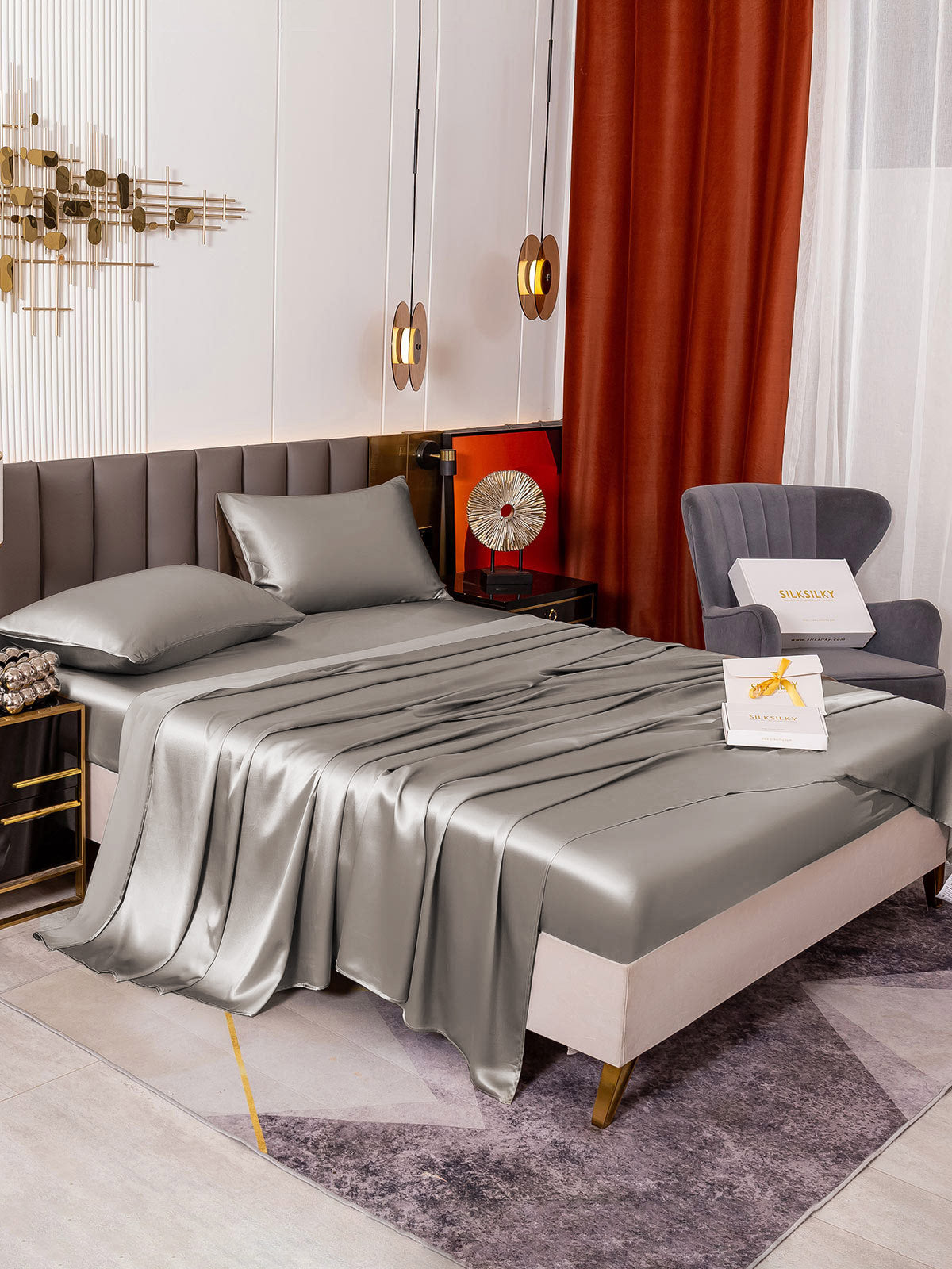 [Harmaa] SilkSilky-FI 19Momme Bedding Set 006