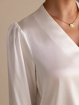 [Valkoinen] SilkSilky-FI Long Sleeve Wrap Naisten Puserot 004