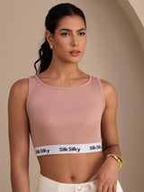 [Pinkki] SilkSilky-FI Sleeveless Crew Neck Camisole Top 001