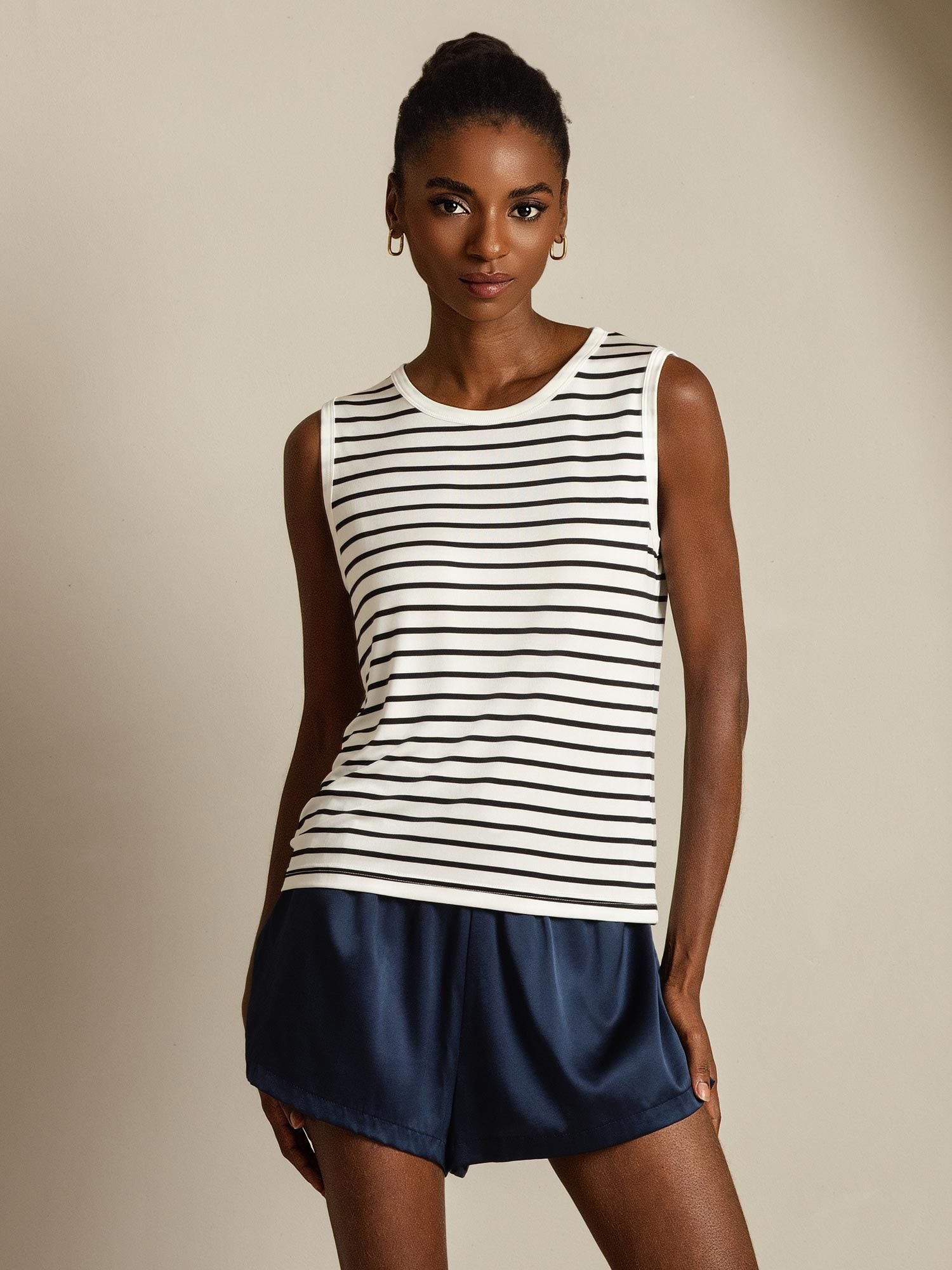 [Valkoinen Raita] SilkSilky-FI Pure Silk Camisoles 008