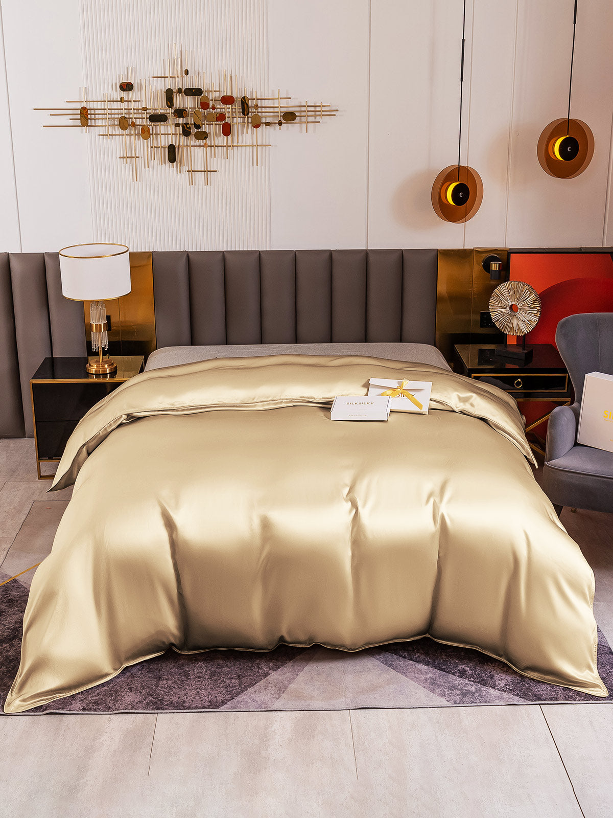 [Beige] SilkSilky-FI 19Momme Duvet Cover 002