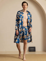 [Navy Lohikäärme] SilkSilky-FI Long Sleeve Miesten Pyjamat 002