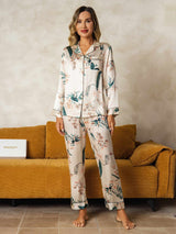 [Trooppinen Sademetsä] SilkSilky-FI Long Sleeve Notkokaulus Naisten Pyjamat 005