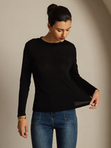 [Musta] SilkSilky-FI Long Sleeve Crew Neck Naisten T-paita 003