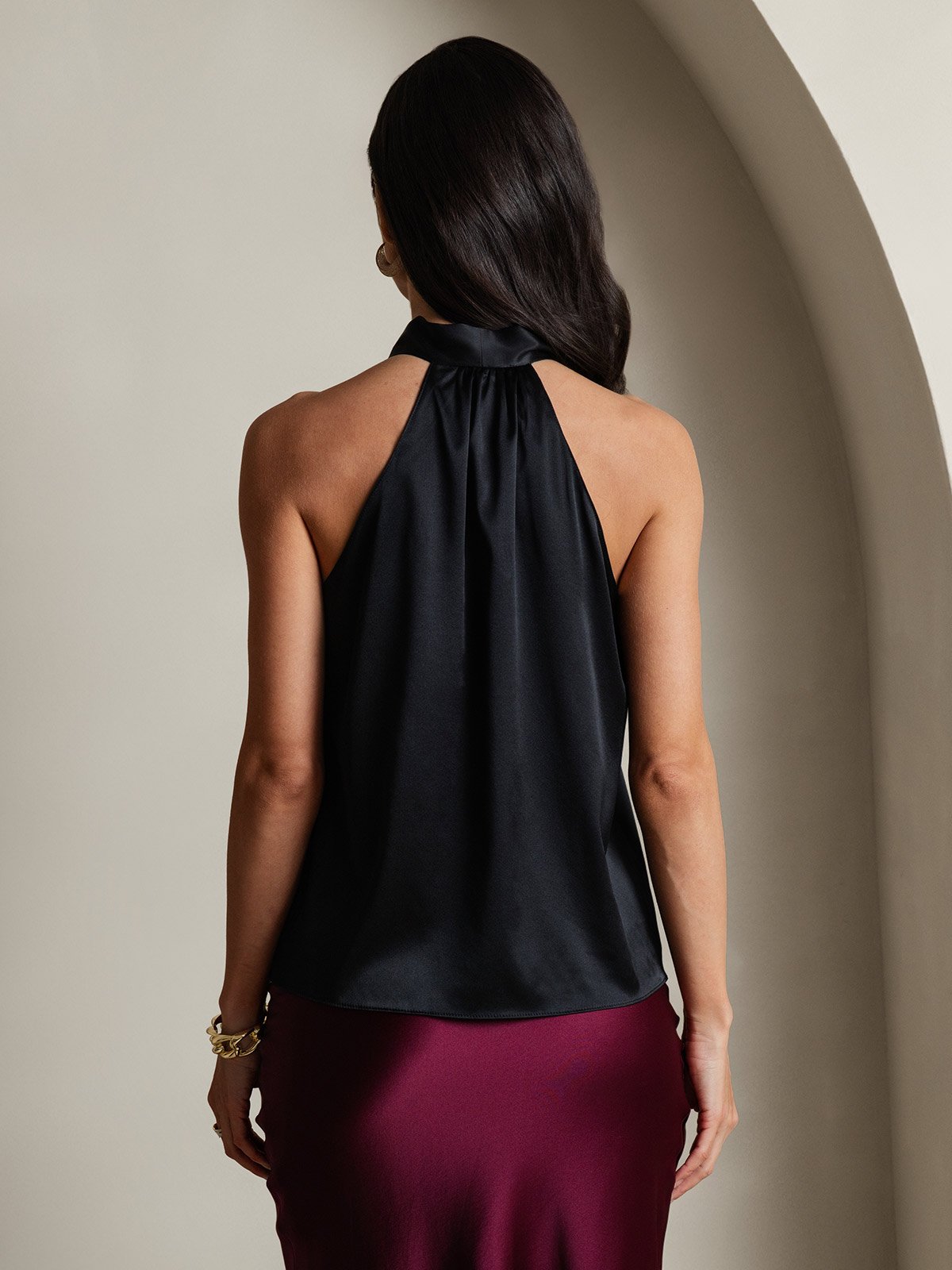 SilkSilky-FI 19Momme Womens Shirt Musta 002