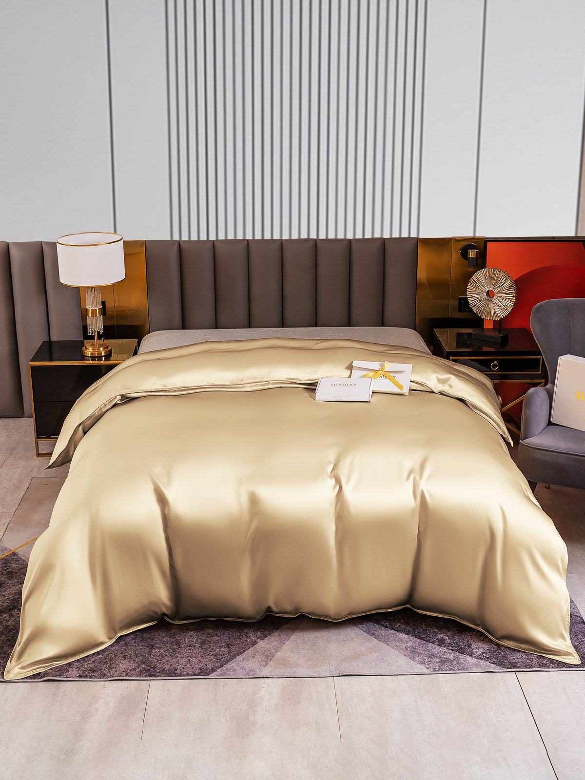 [Beige] SilkSilky-FI 22Momme Duvet Cover 001