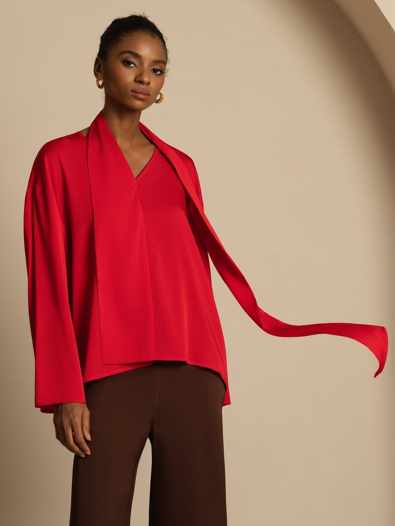 [Viini] SilkSilky-FI 19Momme Silkki Pitkähihainen V Pääntie Pusero 003