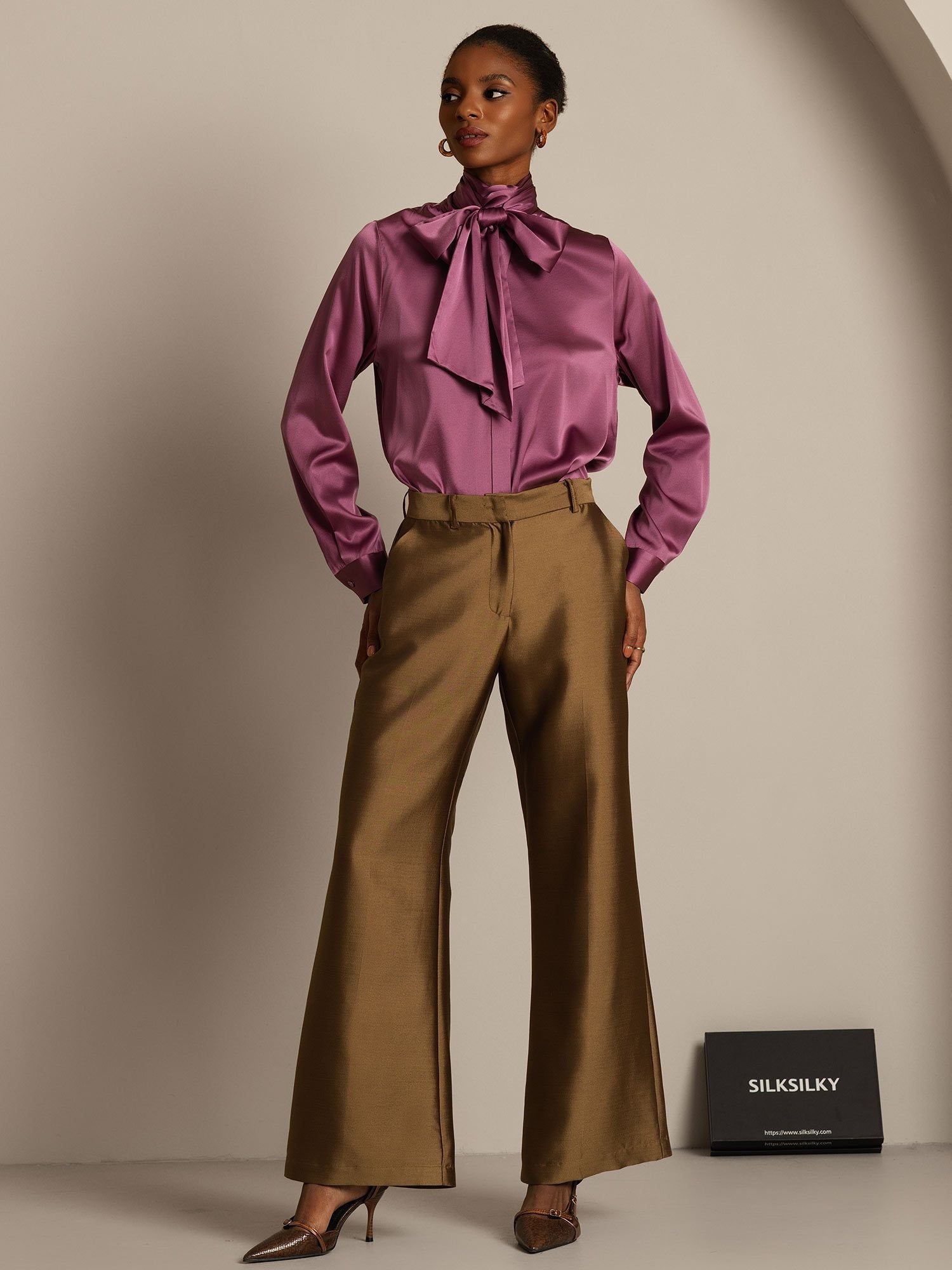 [Pronssi] SilkSilky-FI 32Momme Silk-Wool Blend Womens Pants 006,