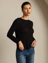 [Musta] SilkSilky-FI Long Sleeve Crew Neck Naisten T-paita 006