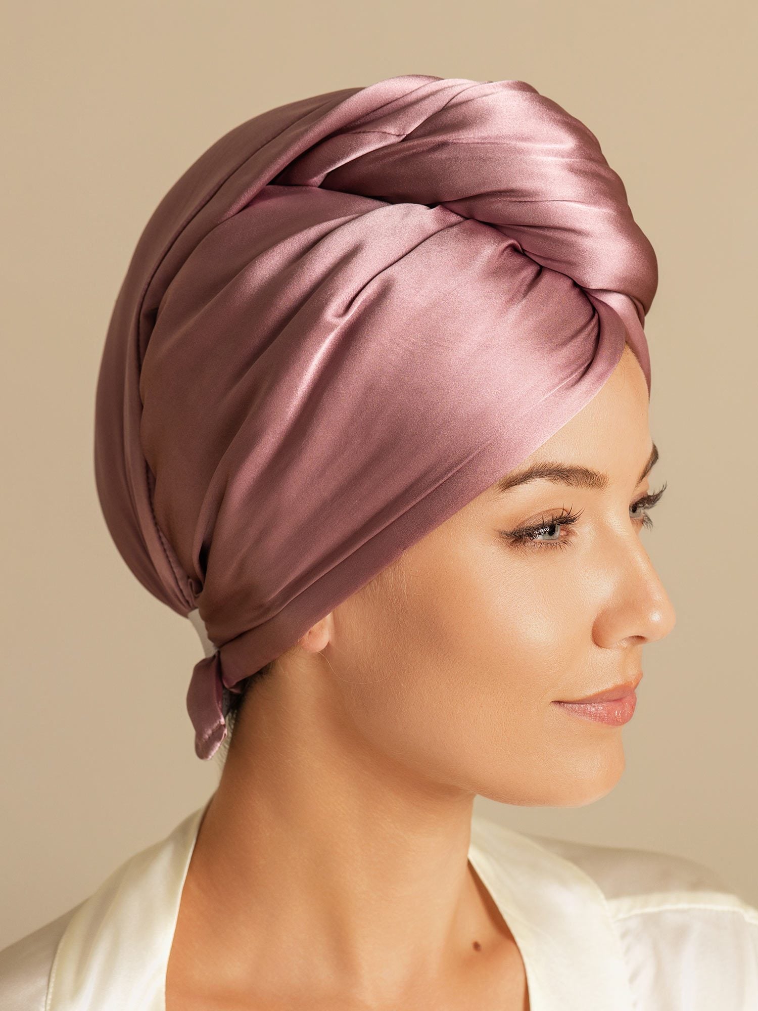 [Vaalean Mauve] SilkSilky-FI Hair Towel Wrap 005,