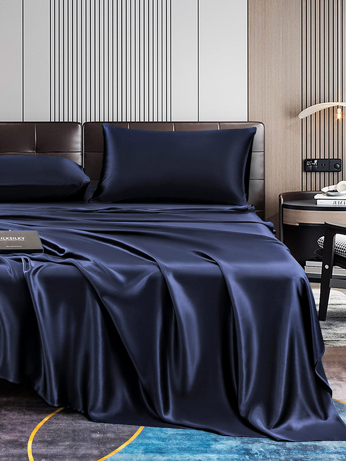 [Tummansininen] SilkSilky-FI 22Momme Bedding Set 005