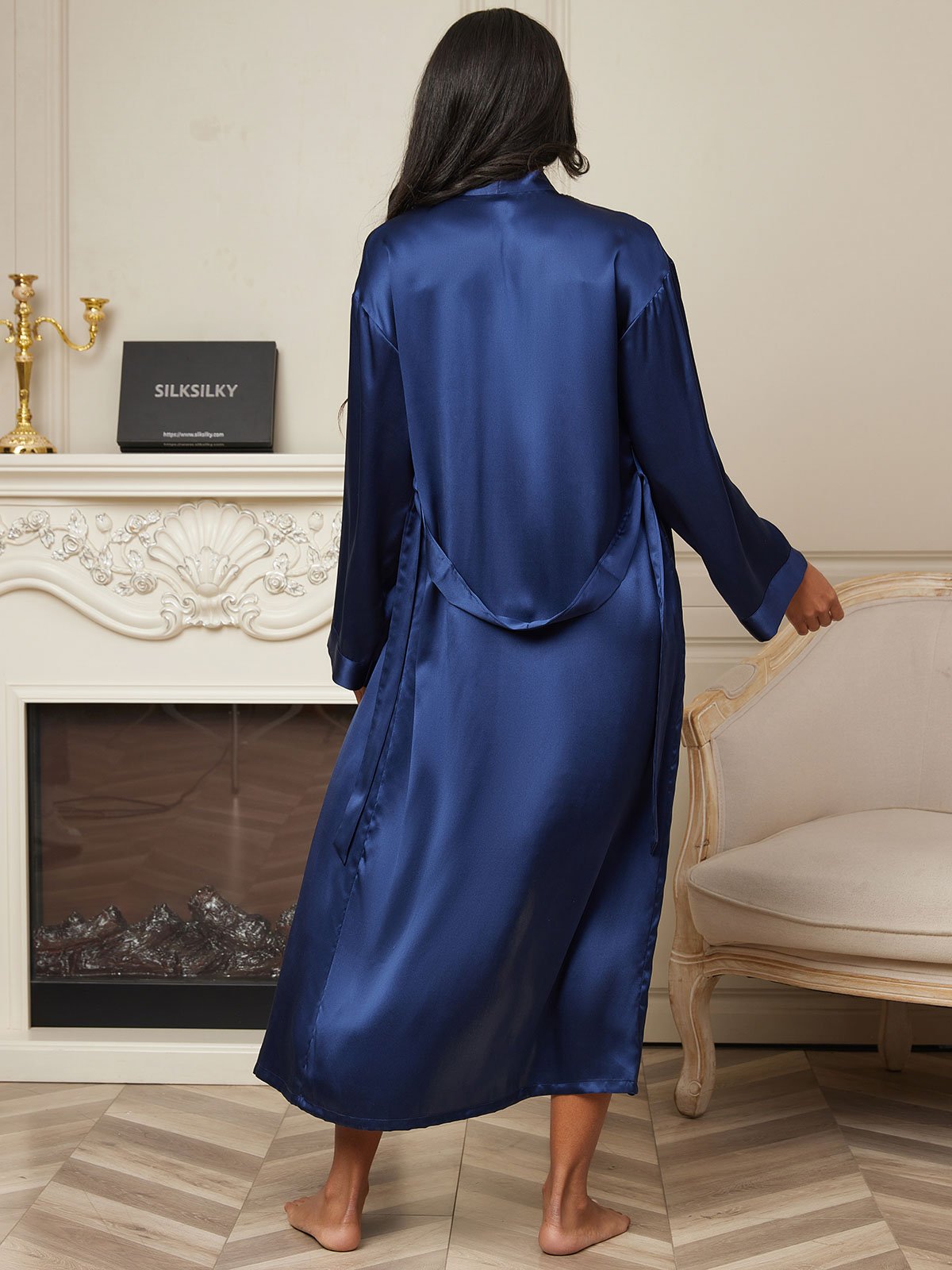 [Tummansininen] SilkSilky-FI Wrap Naisten Aamutakki 002