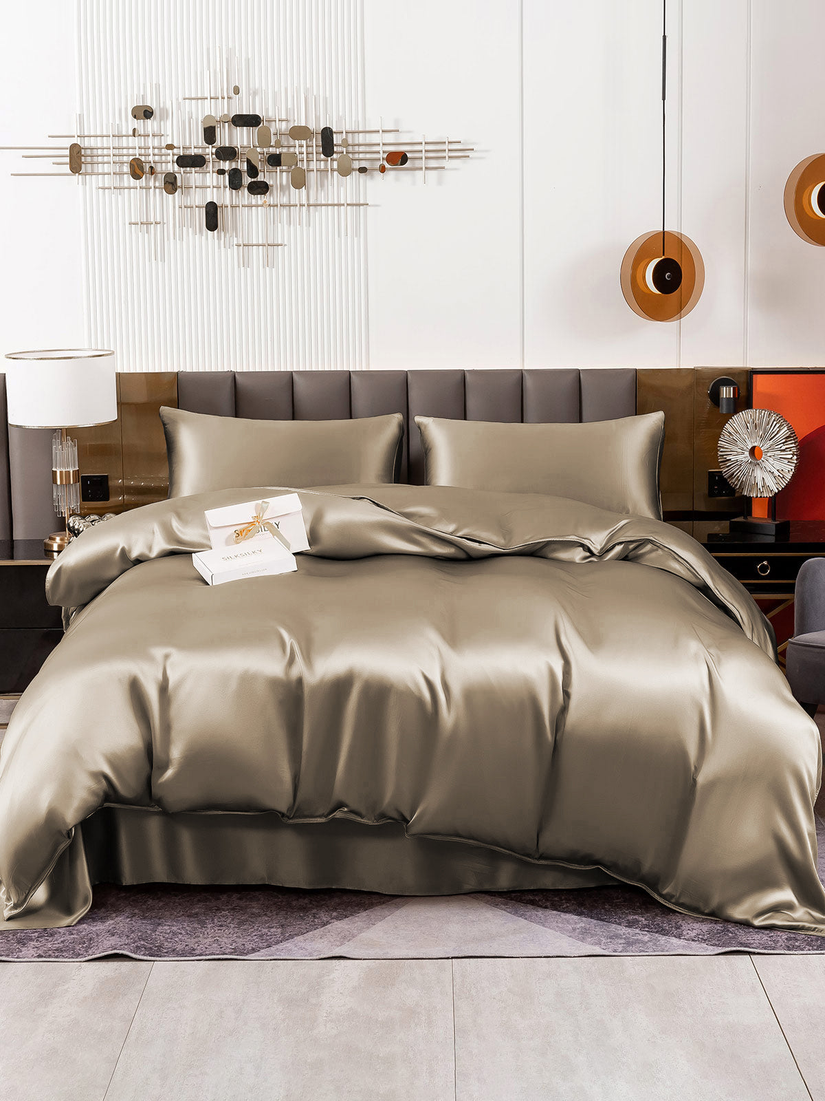 [Khaki] SilkSilky-FI 19Momme Bedding Set 002