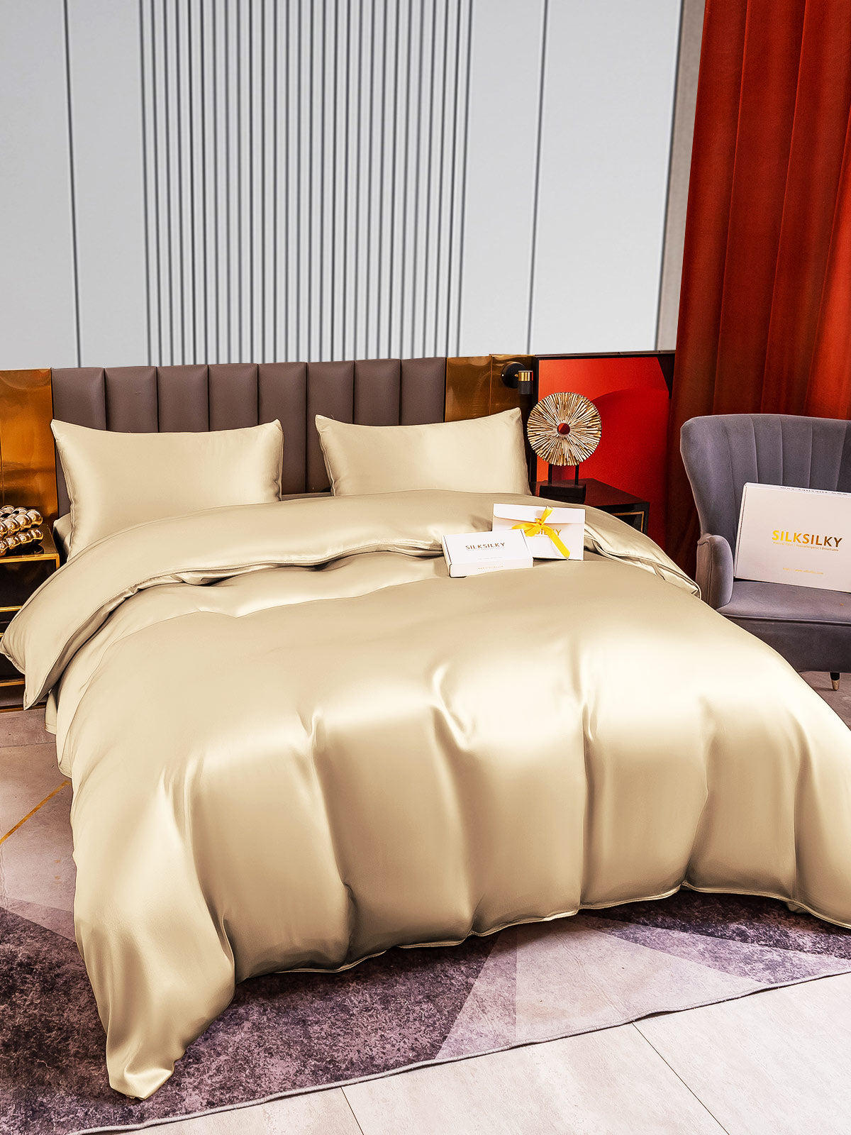 [Beige] SilkSilky-FI 22Momme Bedding Set 004