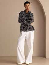 [Musta Aalto] SilkSilky-FI Long Sleeve Lapel Collar Naisten paita 005