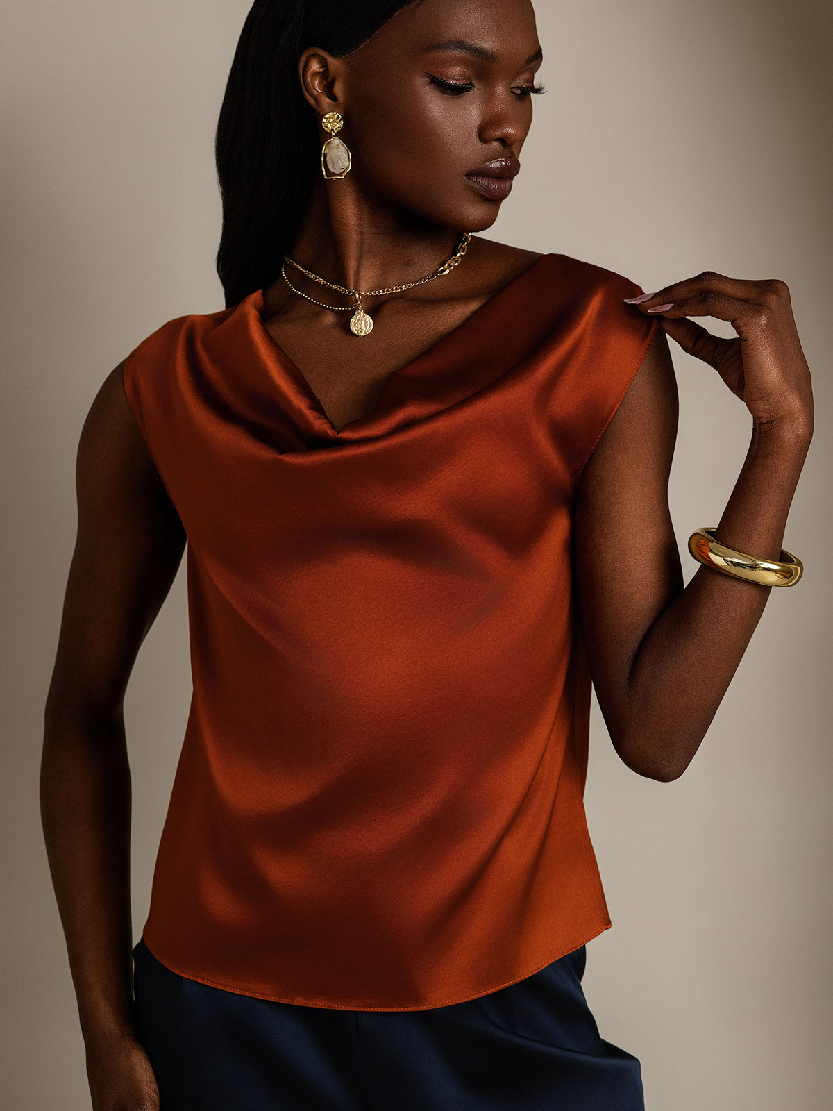 [Karamelli] SilkSilky-FI 19Momme Womens T-Shirt 005,