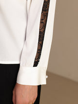 [Valkoinen] SilkSilky-FI Long Sleeve Keyhole Neck Naisten Puserot 005