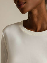 [Valkoinen] SilkSilky-FI Long Sleeve Crew Neck Naisten T-paita 004
