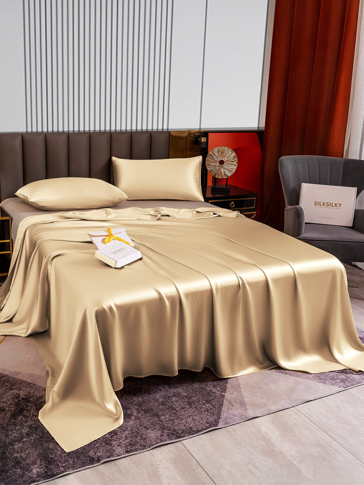 [Beige] SilkSilky-FI 22Momme Bedding Set 003