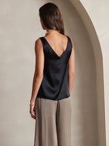 [Musta] SilkSilky-FI Sleeveless V Neck Camisole Top 004
