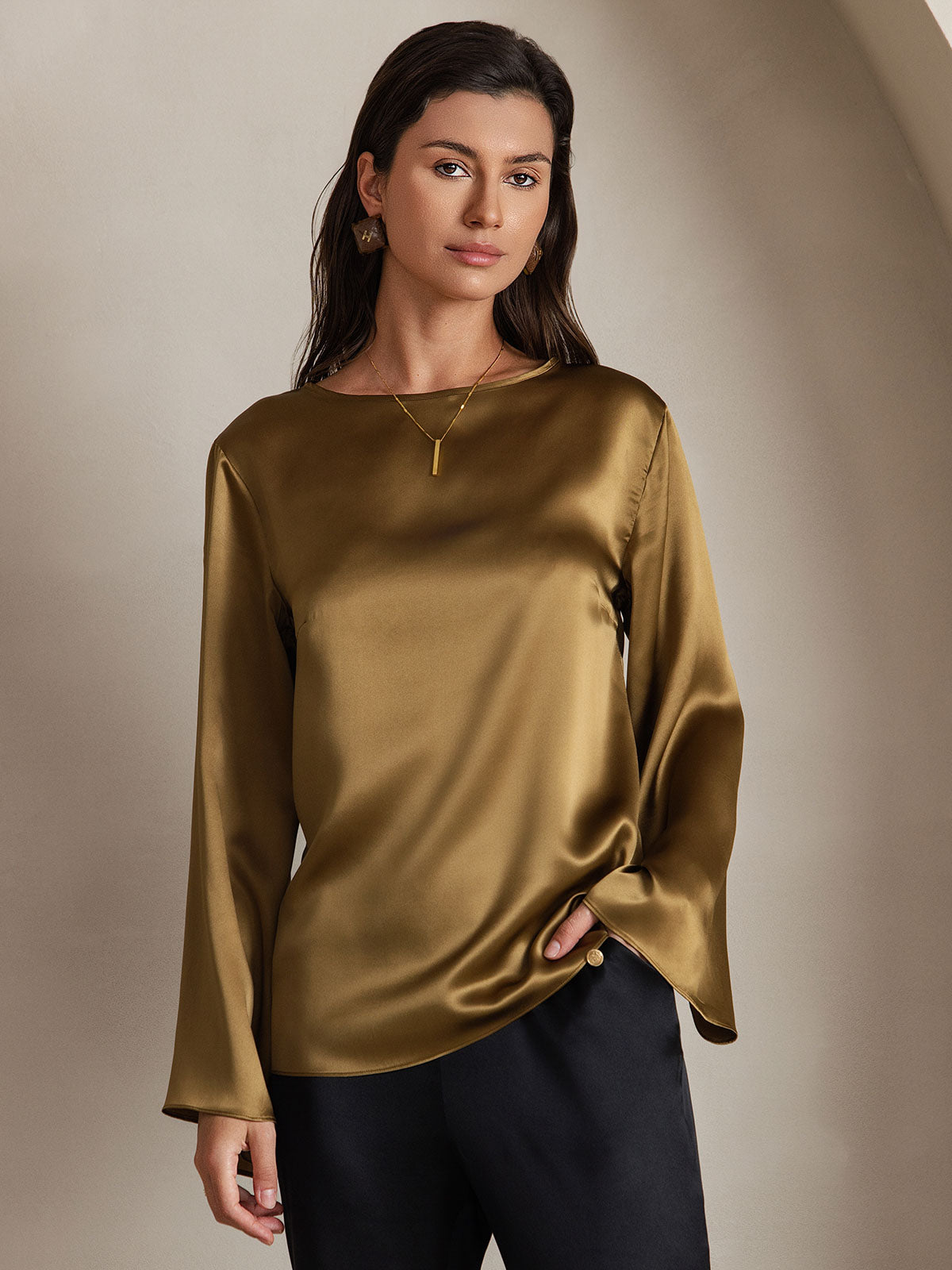 [Ruskea] SilkSilky-FI 19Momme Womens T-Shirt 003