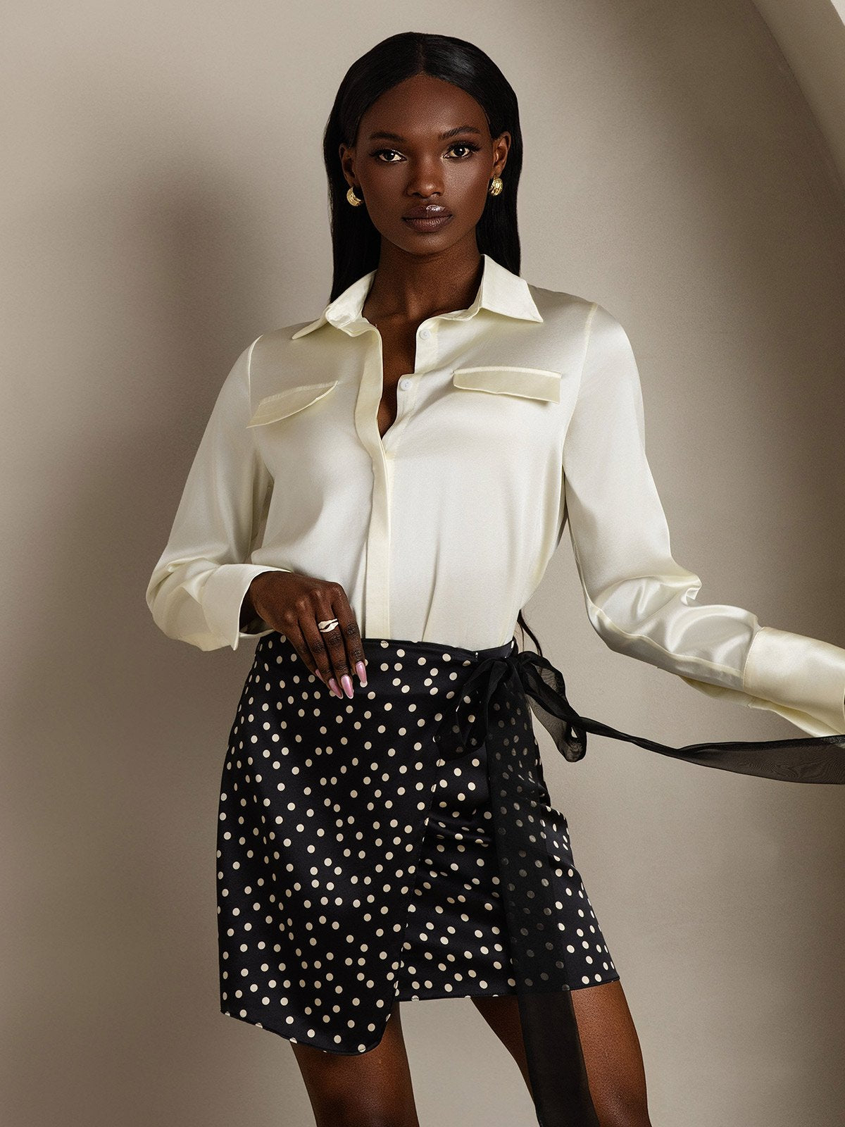 SilkSilky-FI 19Momme Womens Shirt Norsunluu 001