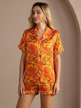 [Oranssi Kettu] SilkSilky-FI Short Sleeve Lapel Collar Naisten Pyjamat 003