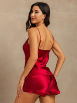 [Viini] SilkSilky-FI Spagettihihna V Neck Camisole Setti 002