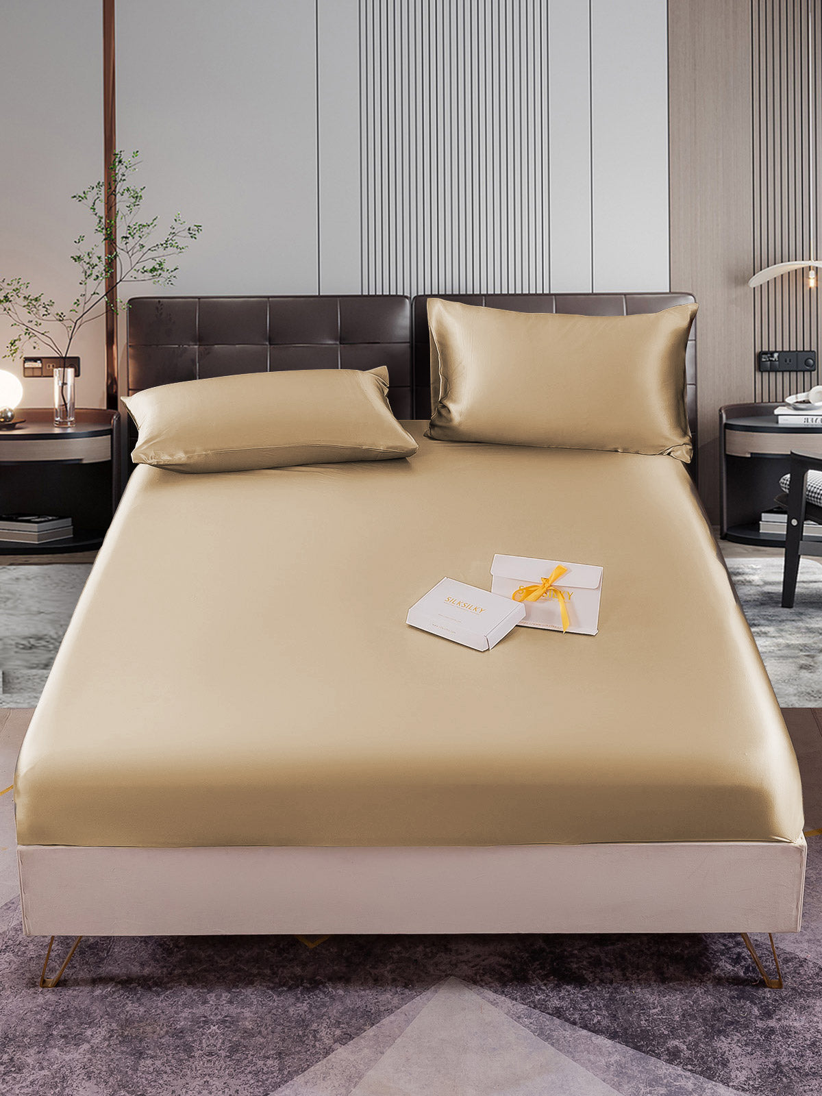 [Beige] SilkSilky-FI 22Momme Bedding Set 001