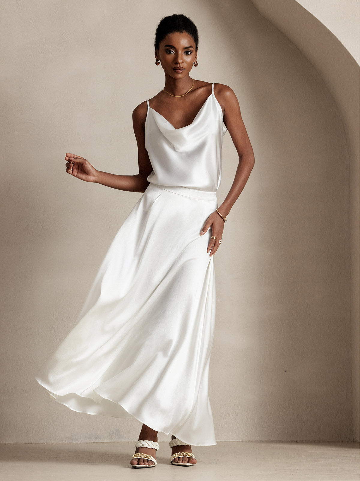 [Valkoinen] SilkSilky-FI 19Momme Skirt 001