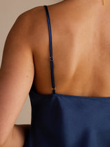 [Tummansininen] SilkSilky-FI Spaghetti Strap V Neck Camisole Top 004