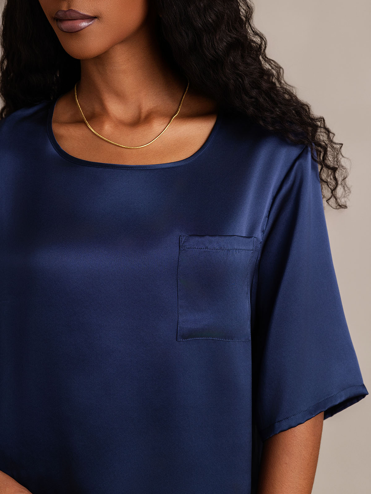 [Tummansininen] SilkSilky-FI Womens Pajamas 008,