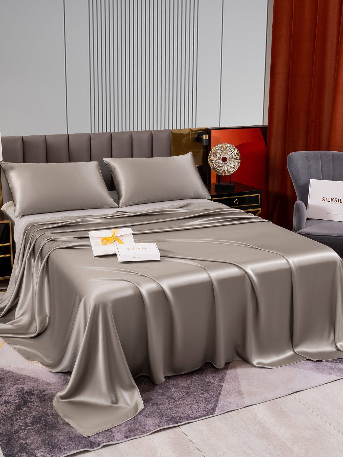 [Harmaa] SilkSilky-FI 22Momme Bedding Set 003