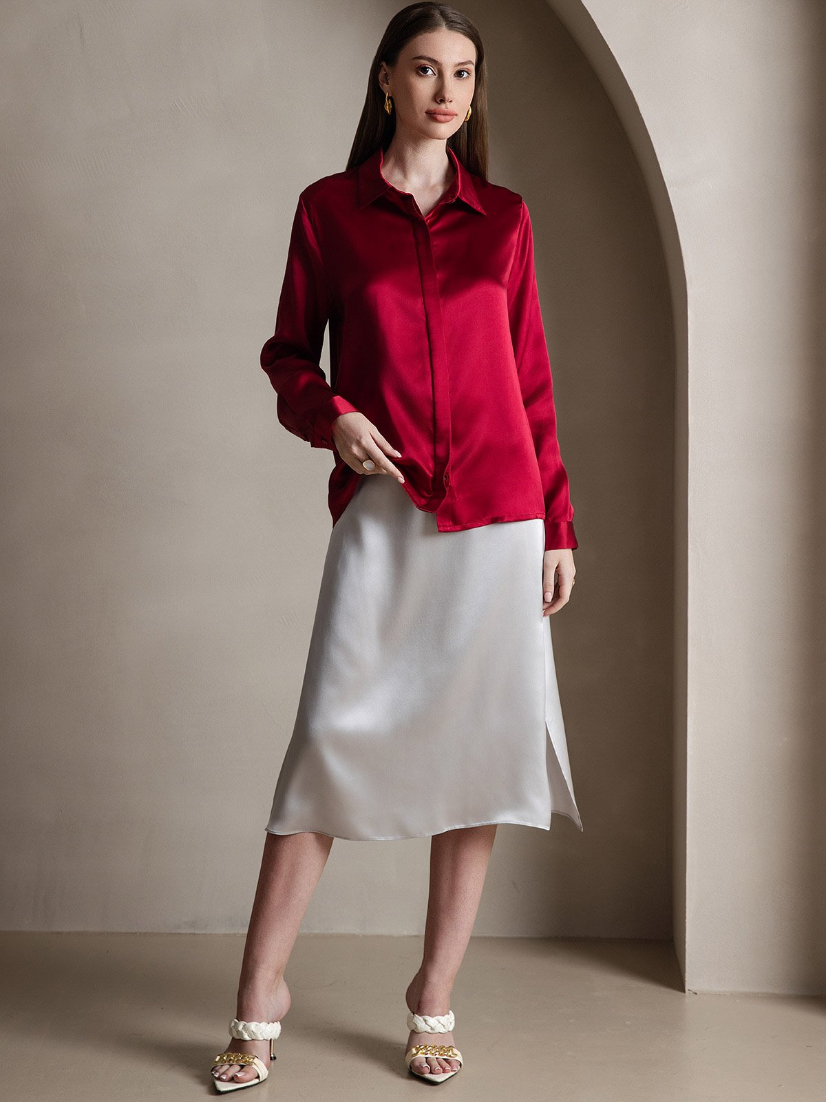 [Viini] SilkSilky-FI 19Momme Womens Shirt 005