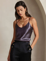 [Purppuranharmaa] SilkSilky-FI Spagettihihna V Neck Camisole Top 007