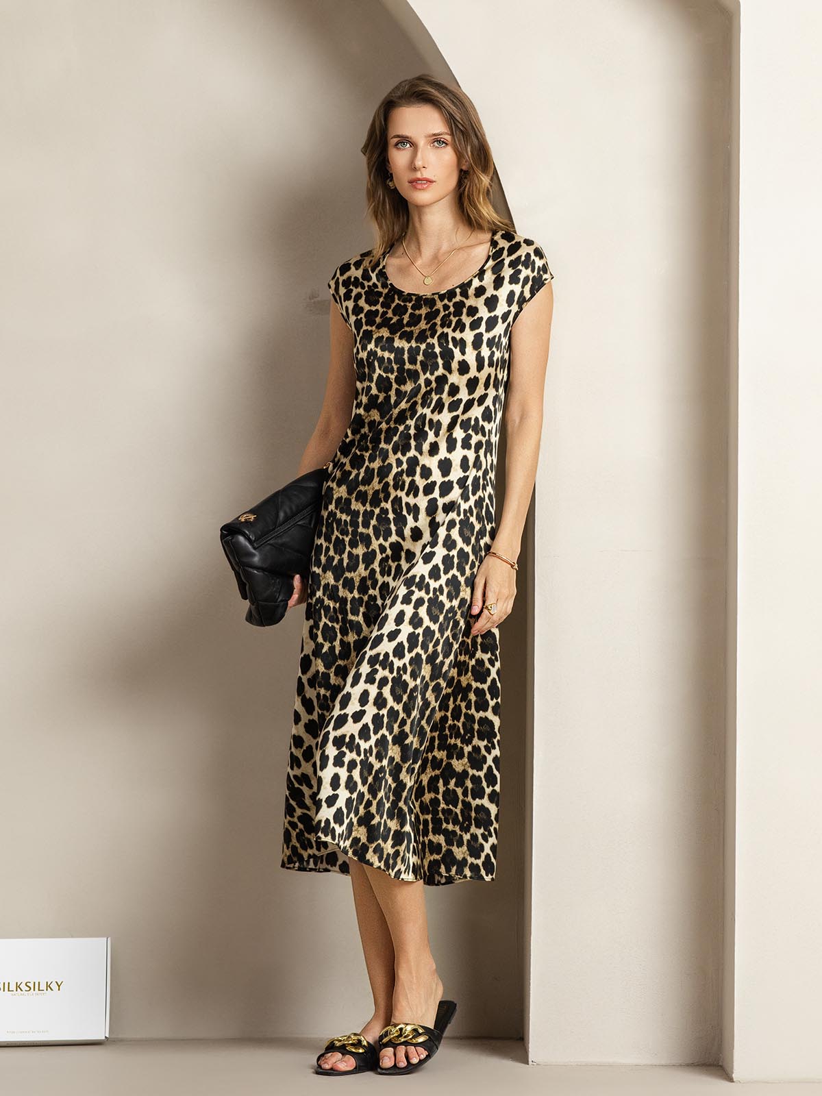 [Leopardi] SilkSilky-FI 19Momme Dress 006