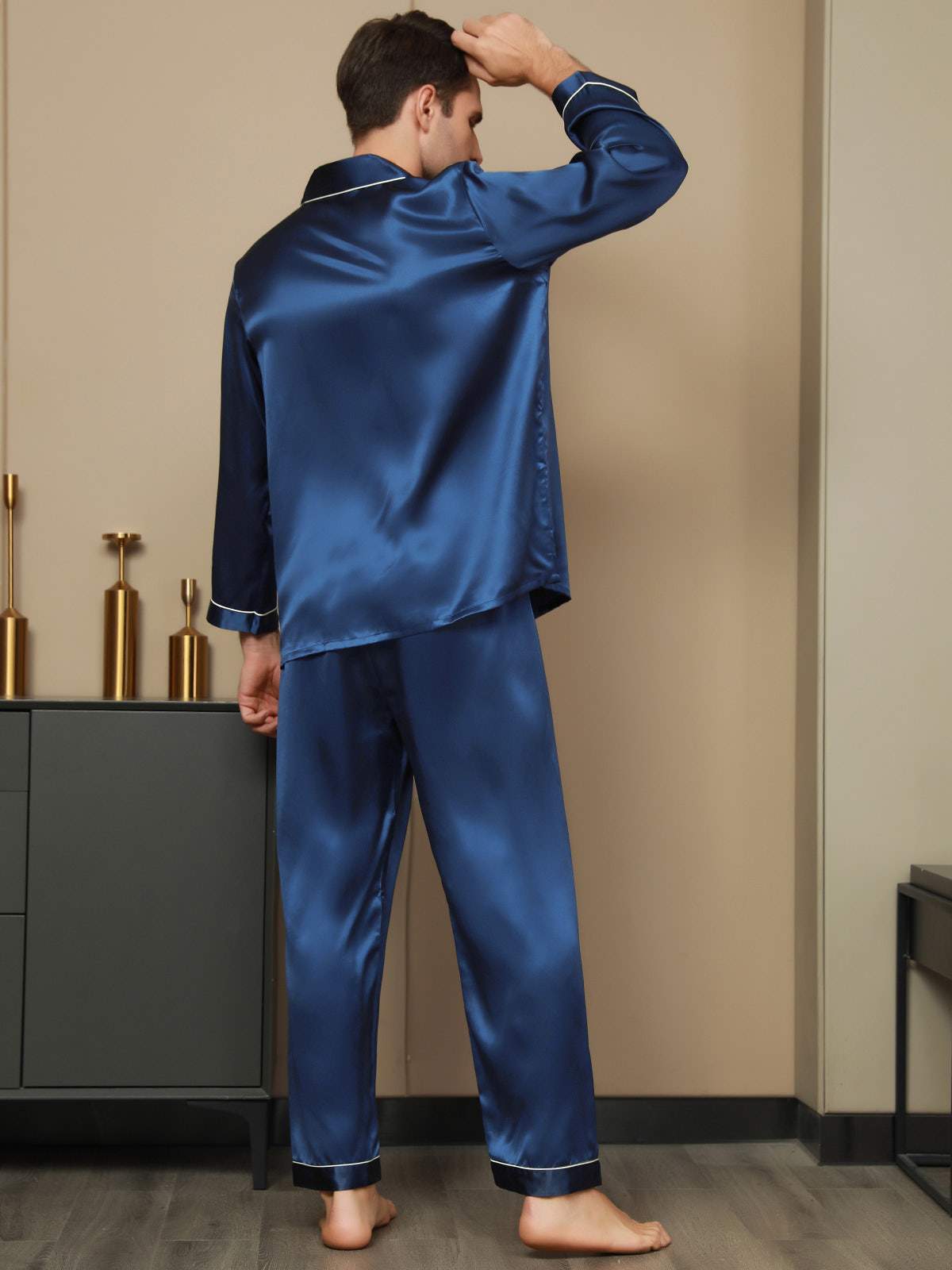 SilkSilky-FI Mens Pajamas Tummansininen 004