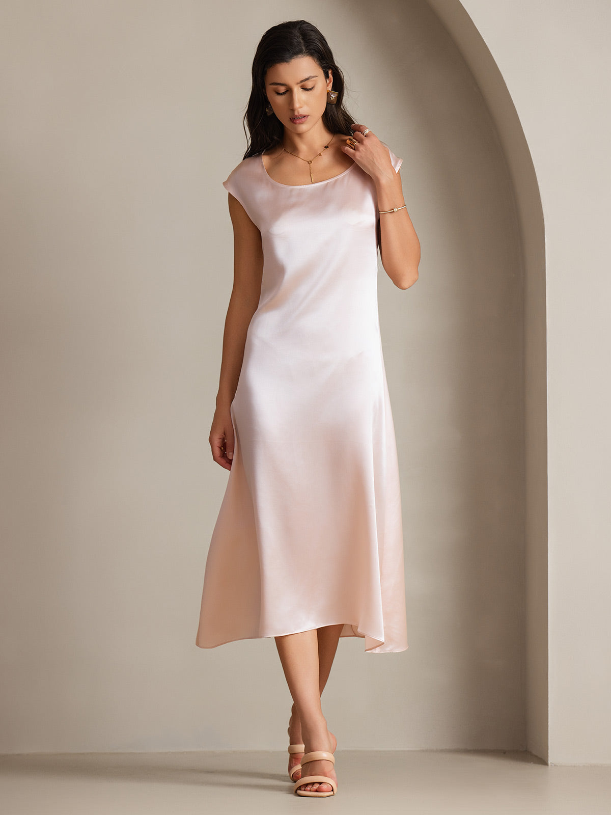 [Pinkki] SilkSilky-FI 19Momme Dress 005